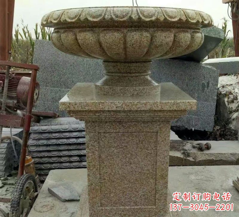 湖南小区花岗岩花盆雕塑