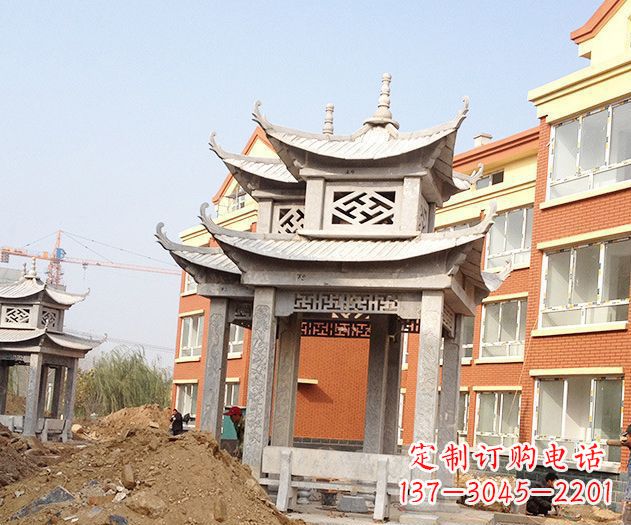湖南小区景观大理石凉亭石雕
