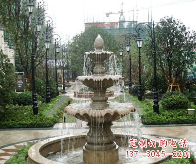 湖南小区景观大理石喷泉石雕 (4)
