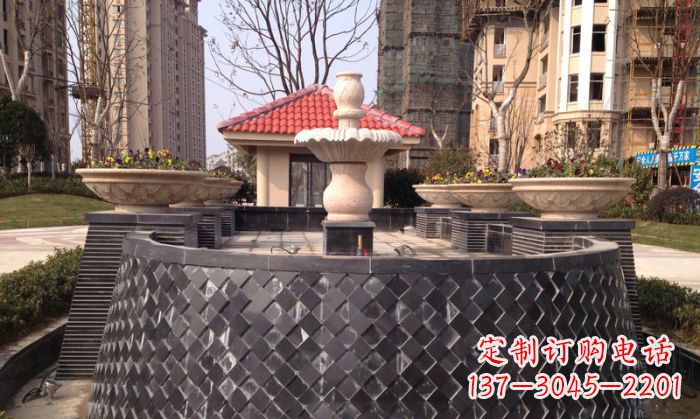湖南小区景观大理石喷泉石雕 (3)