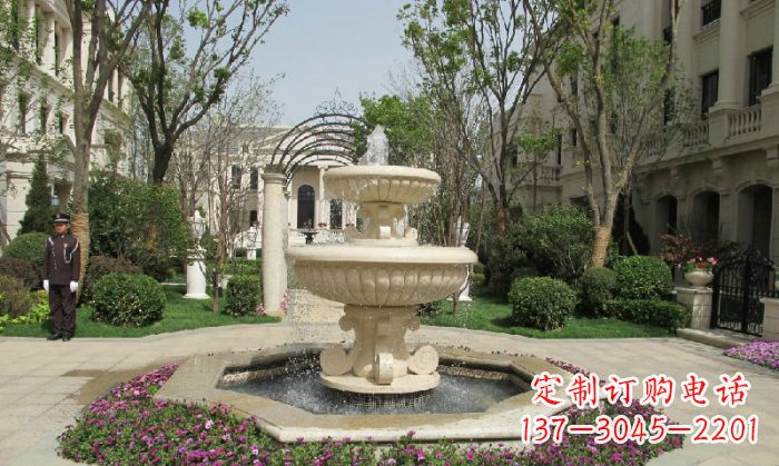 湖南小区景观大理石喷泉石雕 (7)