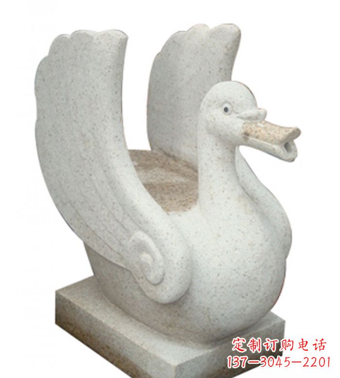 湖南小区景观大理石天鹅喷泉石雕 (2)