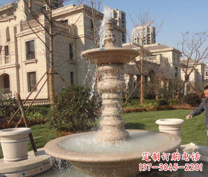湖南小区景观多层喷泉石雕 (2)