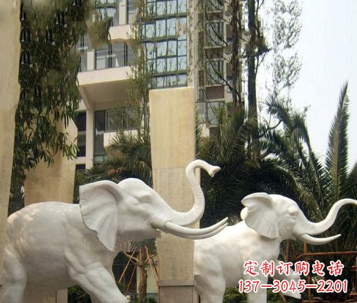 湖南小区景观汉白玉大象石雕