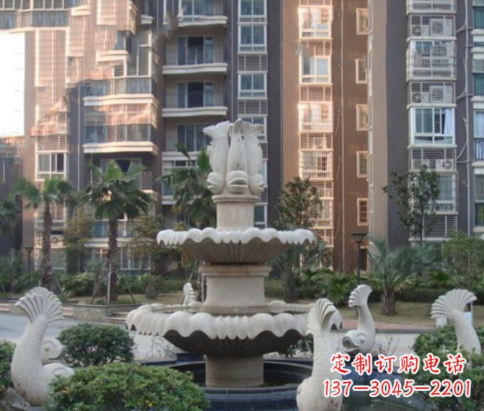 湖南小区景观鲤鱼喷泉石雕