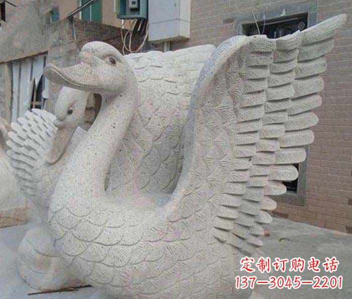 湖南小区景观天鹅石雕喷泉