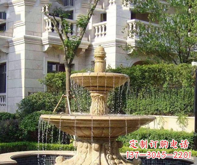 湖南小区景观晚霞红多层喷泉石雕 (4)
