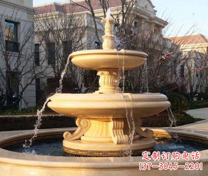 湖南小区景观晚霞红喷泉石雕