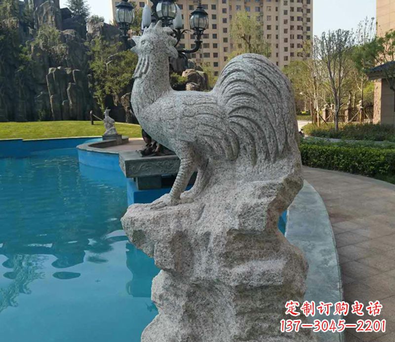 湖南小区十二生肖鸡动物石雕