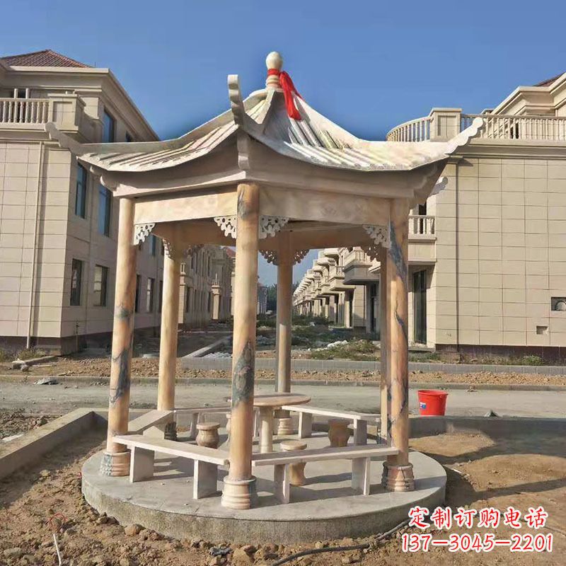湖南小区庭院石雕凉亭