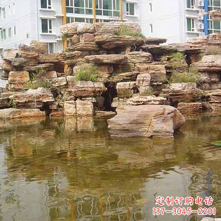 湖南小区庭院假山鱼池
