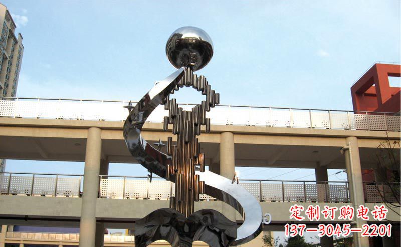 湖南校园不锈钢抽象钥匙和书籍雕塑
