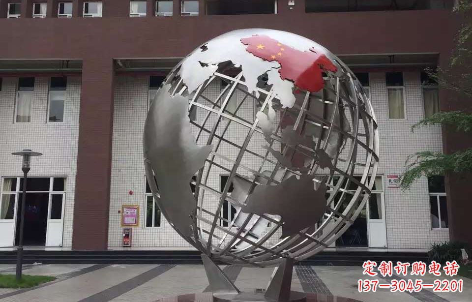 湖南校园不锈钢地球仪雕塑 (4)