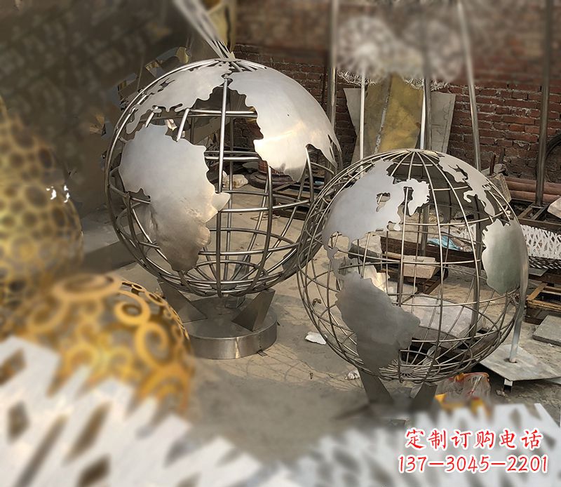 湖南校园不锈钢地球仪雕塑112
