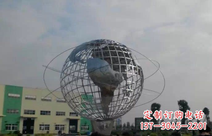 湖南校园不锈钢地球仪雕塑222
