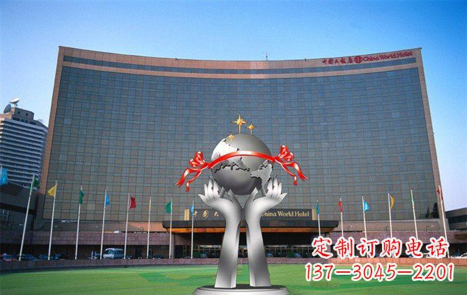 湖南校园不锈钢双手捧地球雕塑