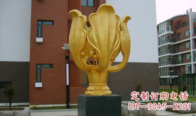 湖南校园不锈钢紫荆花雕塑