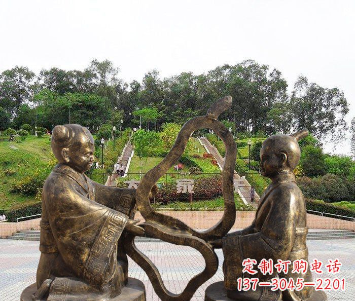湖南校园抽象孔融让梨铜雕