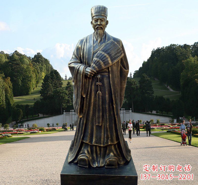 湖南校园古代名人诸葛亮铜雕