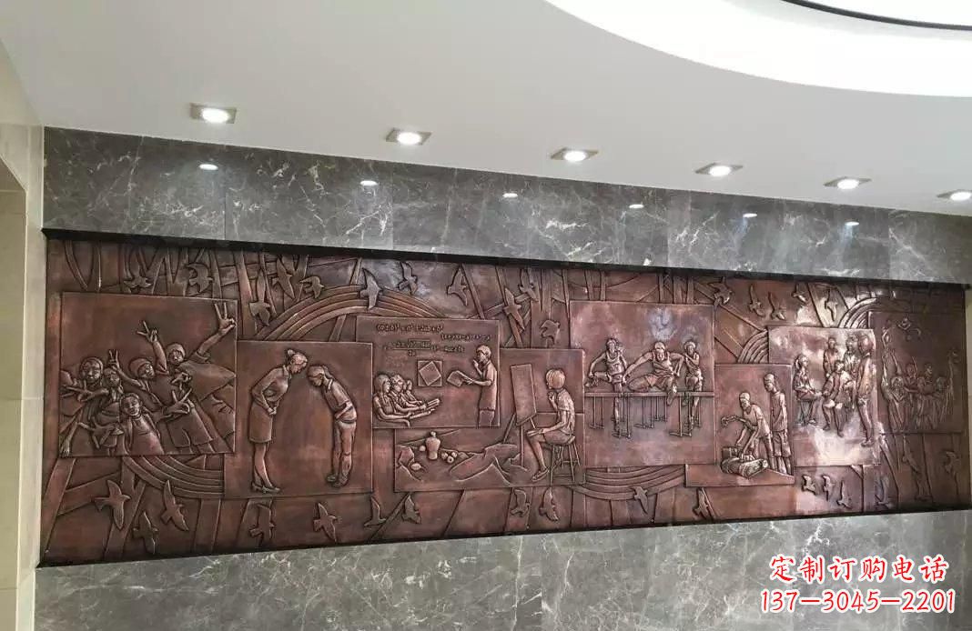 湖南校园老师与学生铜浮雕