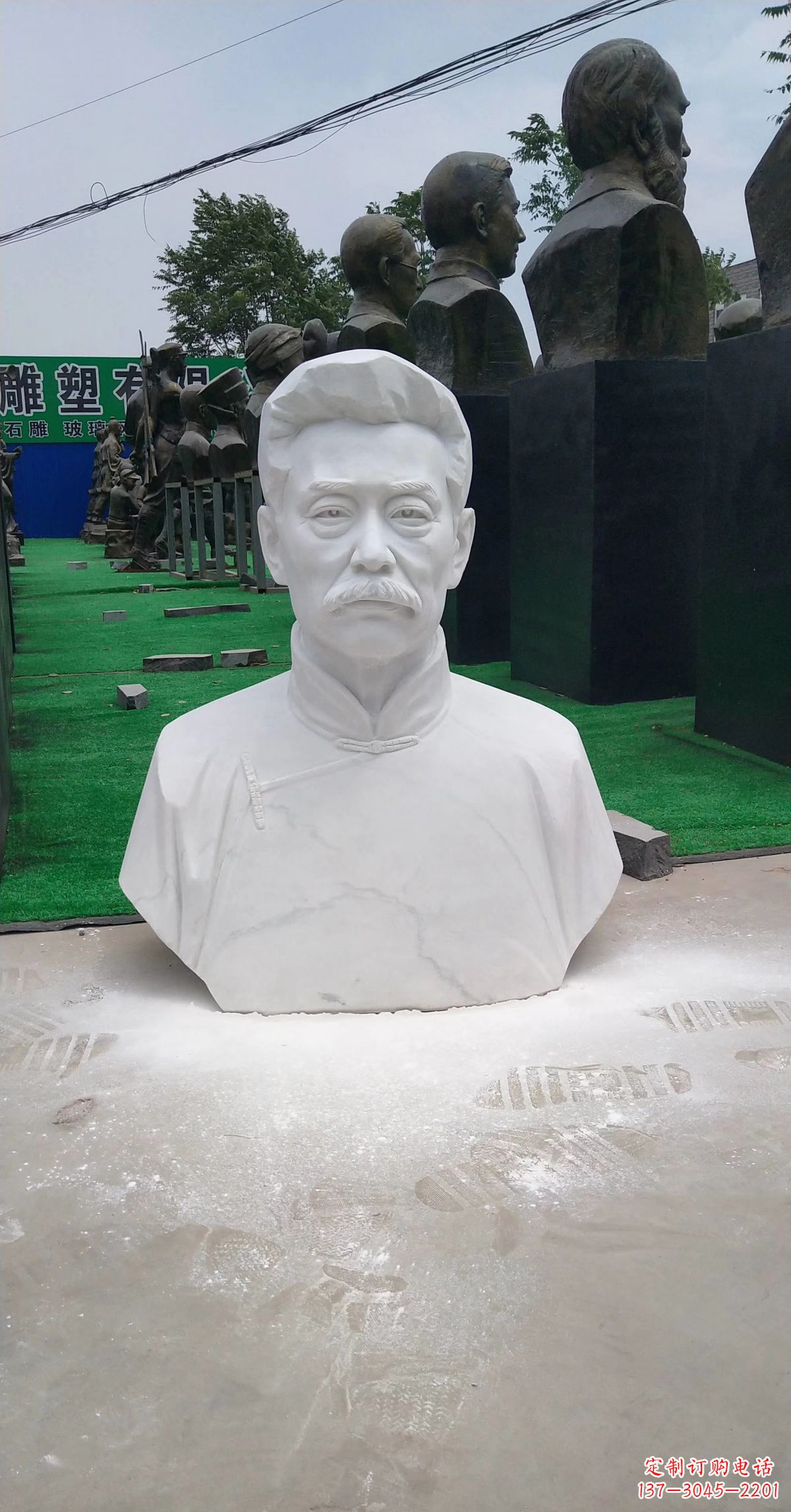 湖南校园名人汉白玉鲁迅头像
