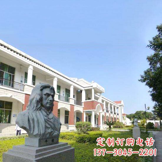 湖南校园名人牛顿石雕头像