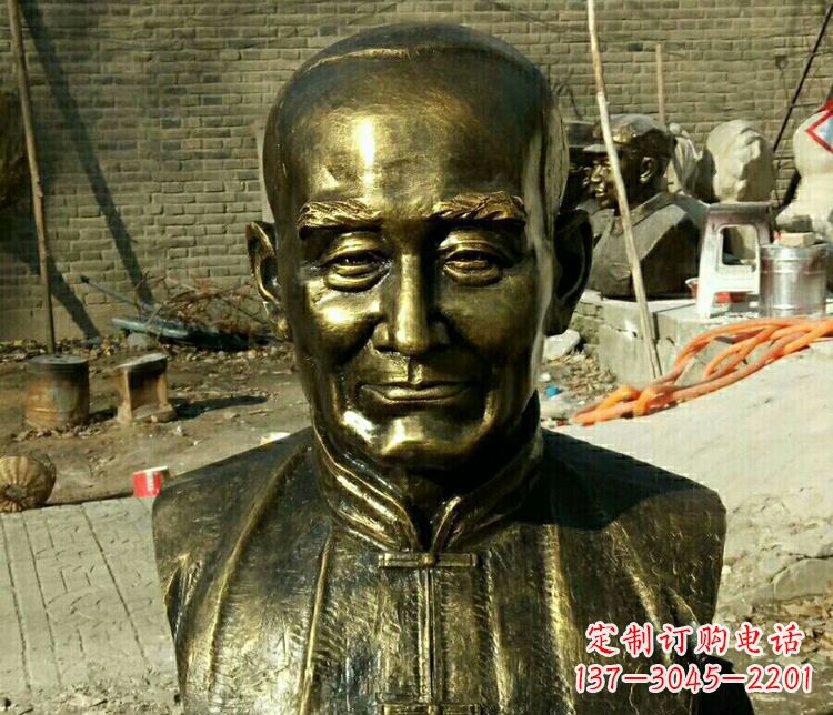 湖南校园名人叶圣陶胸像铜雕