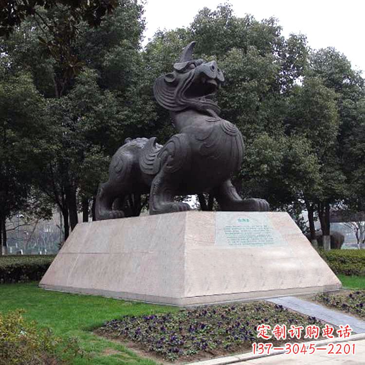 湖南獬豸神兽雕塑-公园上古神兽景观雕塑