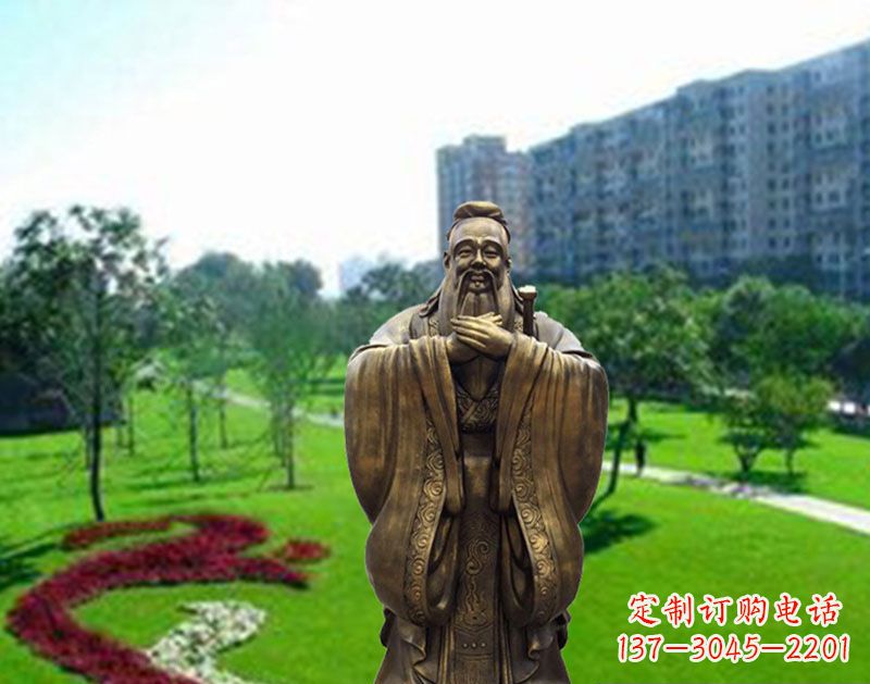 湖南学校孔子行教像铜雕
