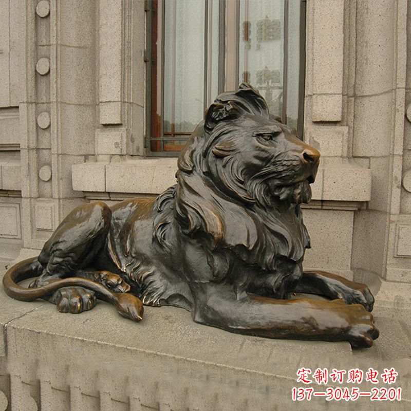 湖南银行大门铜雕港币狮子看门动物雕塑