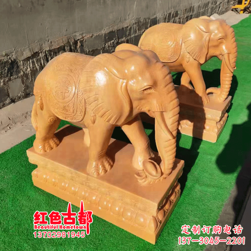 湖南银行门口的石雕大象