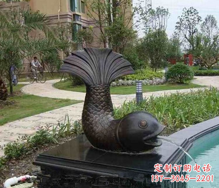 湖南鱼喷泉铜雕