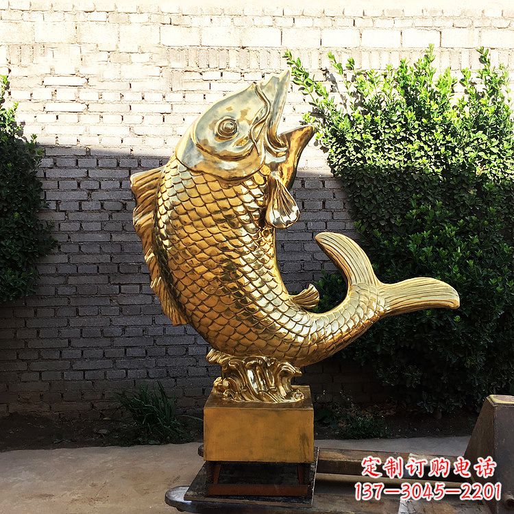 湖南鱼跃景观铜雕-纯铜铸造企业商场动物雕塑摆件