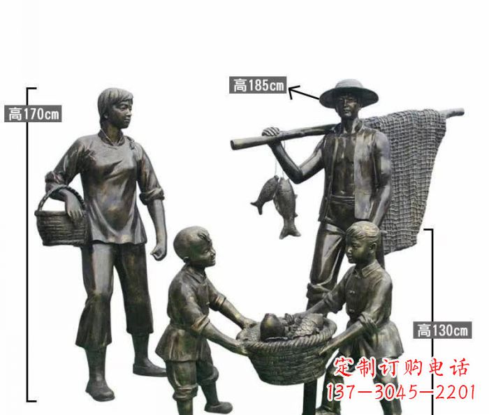 湖南渔夫捕鱼民俗铜雕 (3)