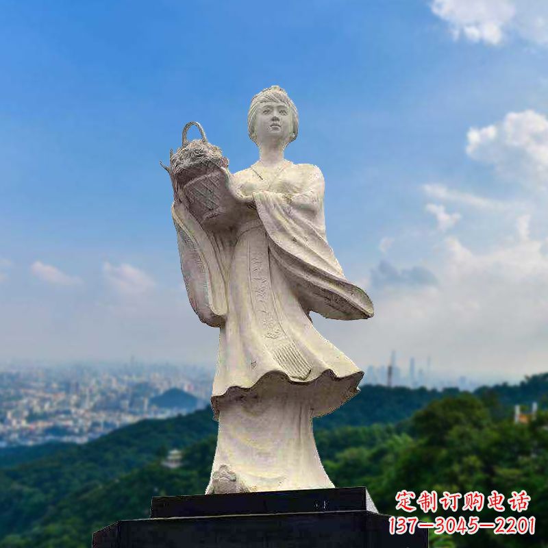 湖南虞姬景观石雕像-景区园林古代美女雕塑