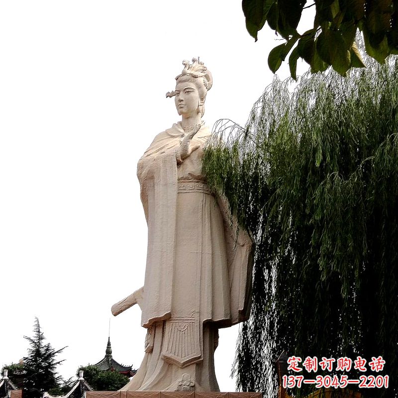 湖南虞姬砂岩石雕-景区园林古代人物著名美女雕像