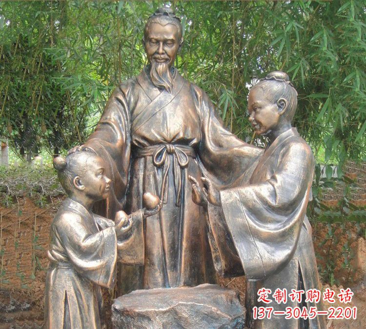湖南寓言故事铜雕_孔融让梨