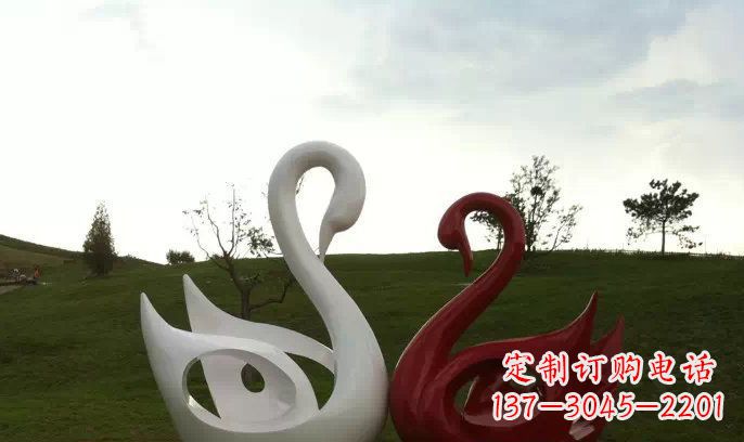 湖南园林不锈钢抽象天鹅雕塑