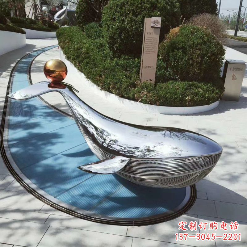 湖南园林不锈钢海豚景观摆件