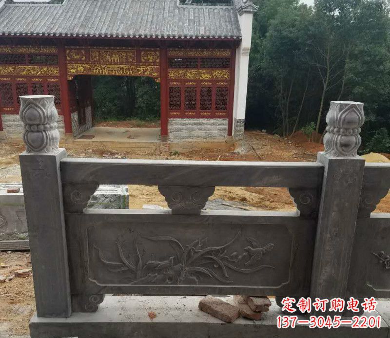 湖南园林仿古兰花石浮雕栏板景观石雕