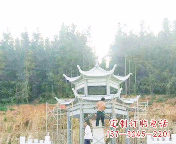 湖南园林仿古双层石凉亭景观石雕 (2)