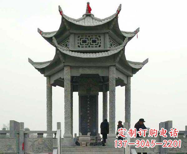 湖南园林仿古双层石凉亭景观石雕