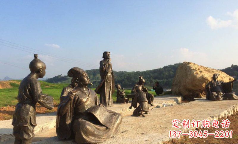 湖南园林古代人物和玩耍的小孩小品铜雕
