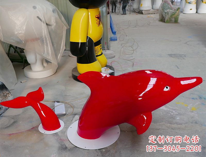 湖南园林广场创意海豚入水出水雕塑摆件