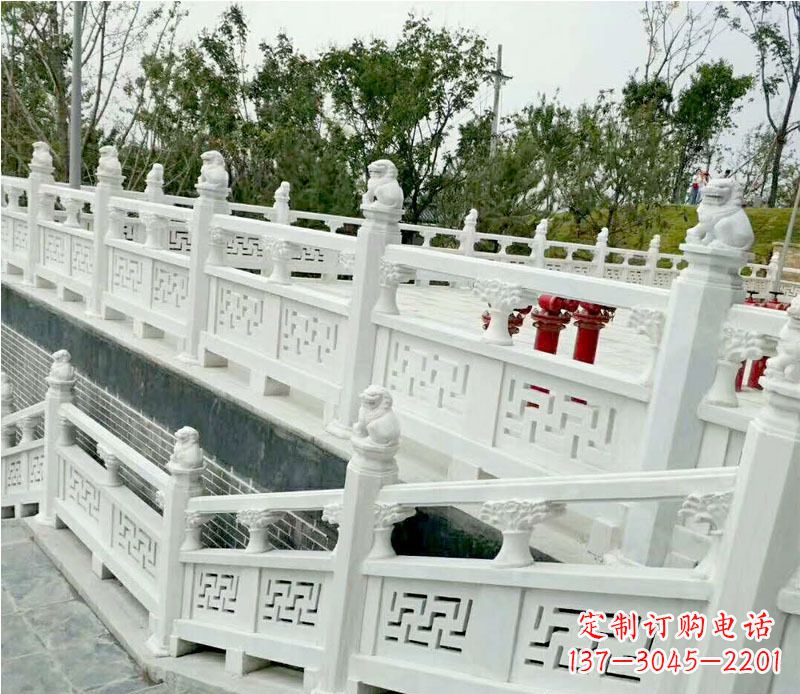 湖南园林汉白玉栏板景观石雕 (2)