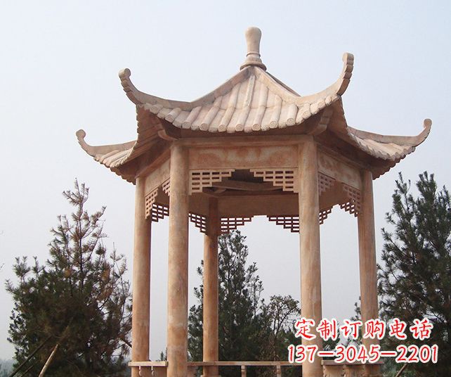 湖南园林景观单层石雕凉亭 (3)