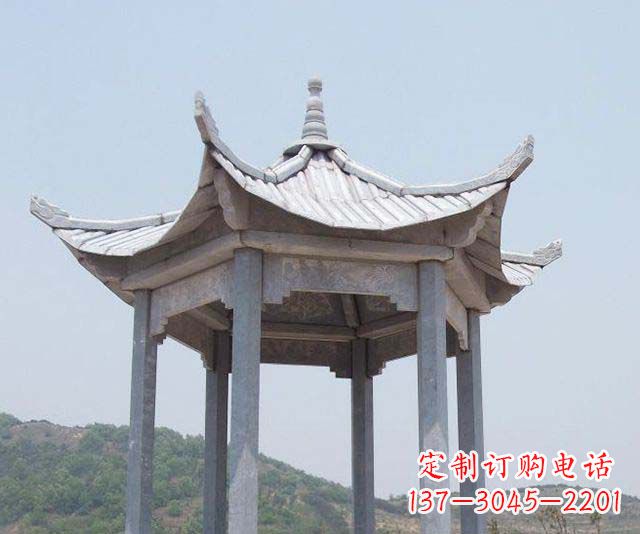 湖南园林景观单层石雕凉亭 (2)