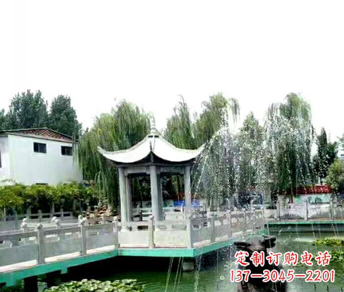 湖南园林景观单层六角石雕凉亭
