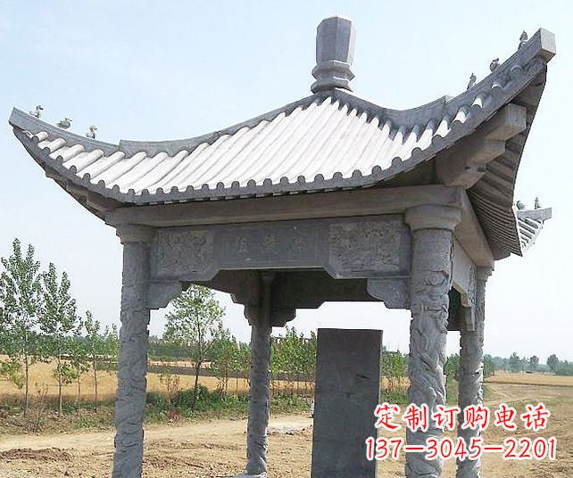 湖南园林景观单层石雕凉亭 (4)