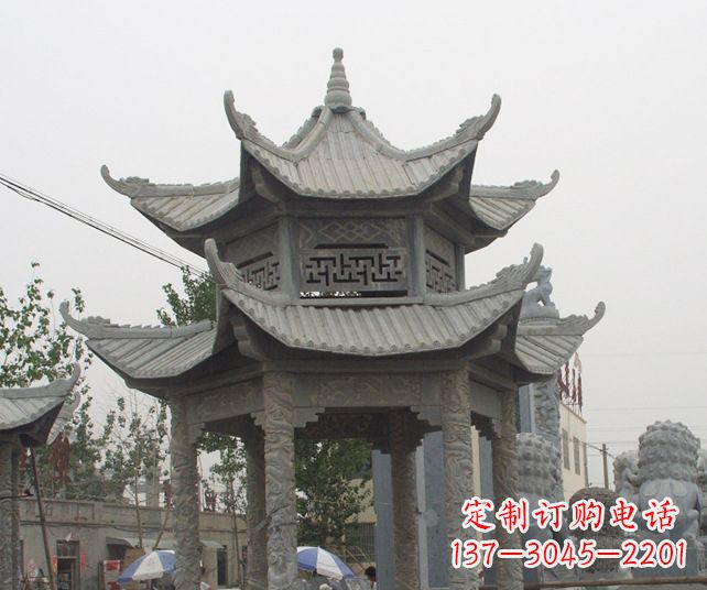 湖南园林景观仿古石雕凉亭 (2)